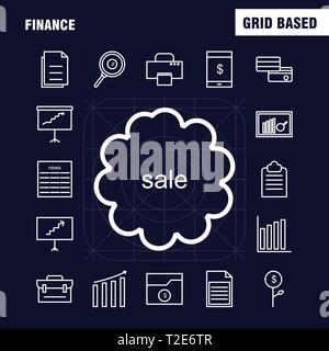 Finanzen Zeile für Symbole für Infografiken, Mobile UX/UI-Kit und Print Design. Gehören: Graph, Business, Rate, Grafik, Dateien, Dokumente, Ordner, Text, Co Stock Vektor