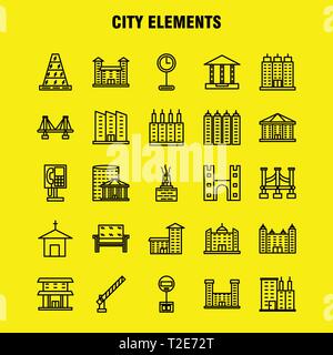 Stadt Elemente Linie Symbole für Infografiken, Mobile UX/UI-Kit und Print Design. Gehören: Auto, Fahrzeug, Reisen, Transport, Brunnen, Wasser Dusche, Ci Stock Vektor