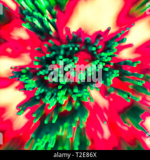 Furious blast oder Explosion Design mit Square, dunkel grüne Balken auf ein glühendes, glänzende Kulisse im quadratischen Format. Power Energy Tunnel Stockfoto