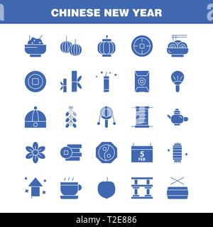 Das chinesische Neujahr Feste Glyph Icon Pack für Designer und Entwickler. Symbole von Kalender, Februar, Monat, Zeitplan, Chinesische, Neu, Spielzeug, Jahr, Vektor Stock Vektor