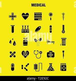 Medizinische solide Glyph Icon Pack für Designer und Entwickler. Symbole für Gesundheit, Healthcare, Medizin, Bandage, Auseinanderbrechen, gebrochene Herzen, Medizinische, Vektor Stock Vektor