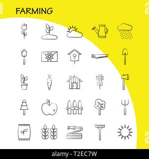 Landwirtschaft Hand gezeichnet Symbol für Web, Print und Mobile UX/UI-Kit. Wie z.b.: Tasche, Getreide, Reis, Sack, Weizen, Brief, Massage, Papier, Piktogramm Pack. - Vektor Stock Vektor