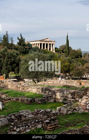 Tempel der Tempel des Apollon Patroos Teil der antiken Agora in Athen, Griechenland Stockfoto