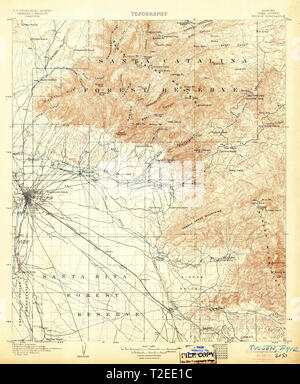 USGS TOPO Karte az Arizona Tucson 315409 1905 125000 Restaurierung Stockfoto