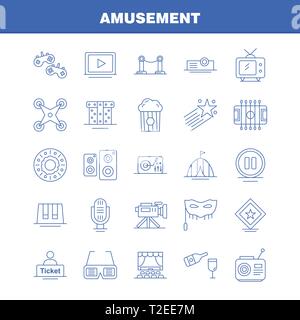 Amusement Symbol Leitung für Web, Print und Mobile UX/UI-Kit. Wie: Ticket, Verkauf, Mähne, Kino, Drone, Kamera, Video, Medien, Piktogramm Pack. - Vektor Stock Vektor