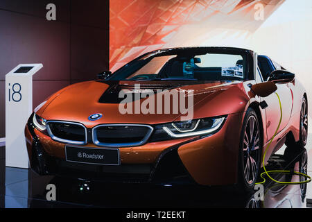 Bangkok, Thailand - 31. März 2019: BMW i8 Roadster ist auf der BANGKOK INTERNATIONAL MOTOR SHOW 2019. Stockfoto