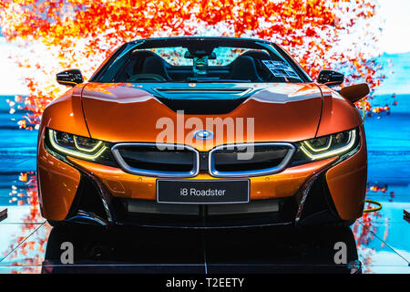 Bangkok, Thailand - 31. März 2019: BMW i8 Roadster ist auf der BANGKOK INTERNATIONAL MOTOR SHOW 2019. Stockfoto