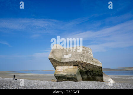 Ruinen des Zweiten Weltkriegs deutschen Bunker, Le Cayeux-sur-Mer, Cayeux-sur-Mer, Bucht der Somme, Somme, Haut-de-France, Frankreich Stockfoto