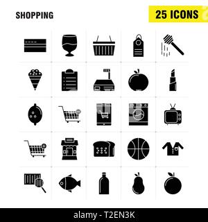 Shopping Solid Glyphe Symbol für Web, Print und Mobile UX/UI-Kit. Wie zum Beispiel: Warenkorb, Trolley, Kaufen, Hinzufügen, Warenkorb, Trolley, Kaufen, Entfernen, Piktogramm Pack. - Vektor Stock Vektor