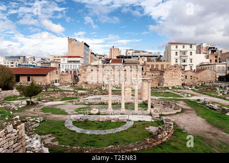 Bibliothek von Hadrian und seine tetraconch im Vordergrund in Athen, Griechenland Stockfoto