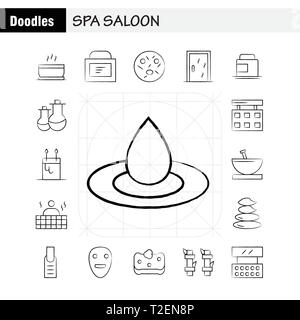 Spa Salon Hand gezeichnet Icon Pack für Designer und Entwickler. Symbole von Essen, Reisen, Essen, Suppe, creme, creme Jar, Spa Vektor Stock Vektor