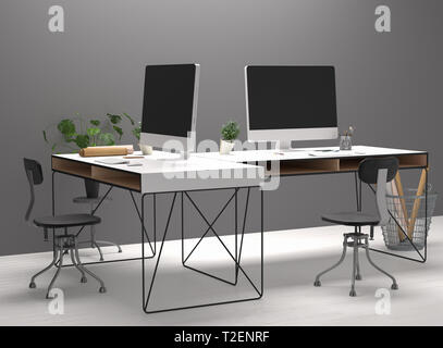 Arbeitsbereich Mockup, 3D-Rendering Stockfoto