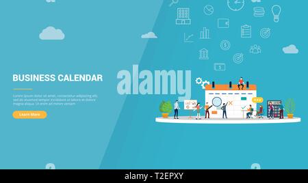 Business Kalender Konzept für Website Vorlage Banner oder Landung Startseite - Vector Illustration Stock Vektor