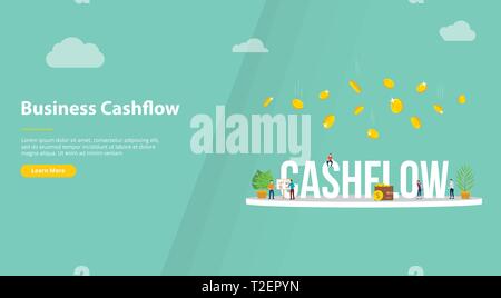 Business Cash flow Konzept für Website Vorlage Banner oder Landung Startseite - Vector Illustration Stock Vektor