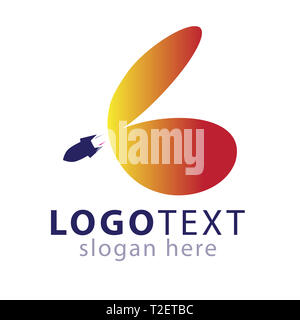 B Schreiben Rakete logo vector Template Stockfoto