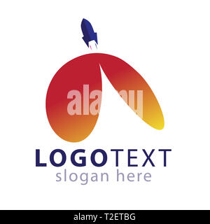 W Schreiben Rakete logo vector Template Stockfoto