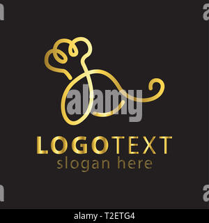 Koch hat und Elephant line logo Symbol vektor Vorlage Stockfoto