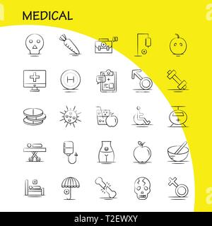 Platz doodles Symbole gesetzt. Hand gezeichnete Skizze mit Sonnensystem