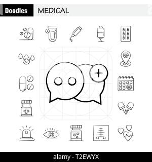 Medizinische Hand gezeichneten Symbole für Infografiken, Mobile UX/UI-Kit und Print Design. Gehören: Medizinische, Medizin, Krankenhaus, Gesundheitswesen, medizinische, Rohr, Lab Stock Vektor