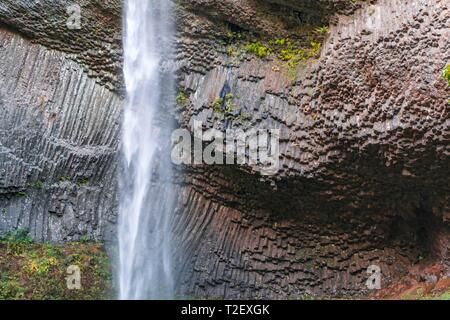 Wasserfall vor basaltfelsen, latourell Falls, Oregon, USA Stockfoto