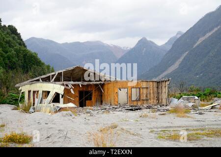 Zerstörte Haus während der Vulkanausbruch von Chaiten Volcano 2008, Chaiten, Region de los Lagos, Patagonien, Chile Stockfoto