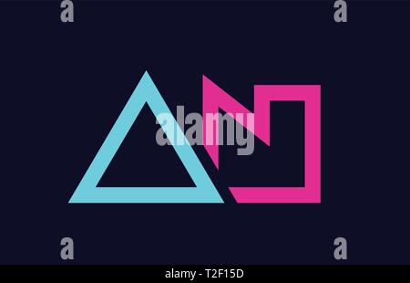 Blau Rosa bunte Buchstaben logo Kombination eine a n Design für ein Unternehmen oder ein Geschäft Stock Vektor