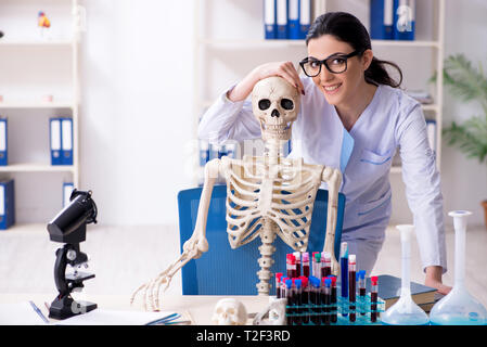 Junge weibliche Archäologe im Labor arbeiten Stockfoto