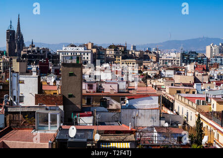 Luftaufnahme des Zentrums von Barcelona, Katalonien, Spanien, Europa. Stockfoto