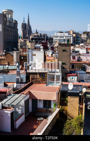 Luftaufnahme des Zentrums von Barcelona, Katalonien, Spanien, Europa. Stockfoto