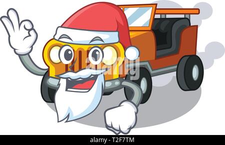 Santa jeep cartoon Auto vor milde Vector Illustration Stock Vektor