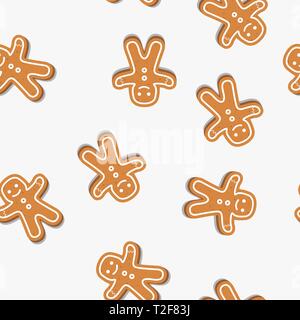 Gingerbread Man. Weihnachtsplätzchen. Nahtlose Muster. Stock Vektor