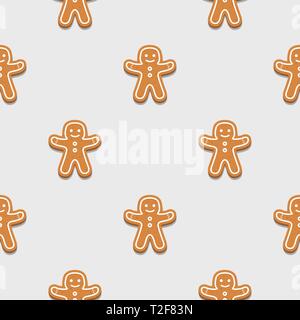 Gingerbread Man. Weihnachtsplätzchen. Nahtlose Muster Hintergrund. Stock Vektor