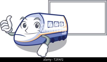 Daumen hoch mit dem Shinkansen Zug in Form Maskottchen Vector Illustration Stock Vektor