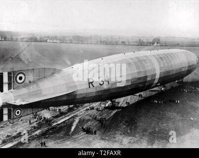 R34 Luftschiff die Vorbereitung für die erste Ost-west-transatlantischen Flug im Juli 1919 Stockfoto