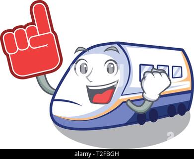 Schaum finger Miniatur Shinkansen Zug in Comic Form Vector Illustration Stock Vektor