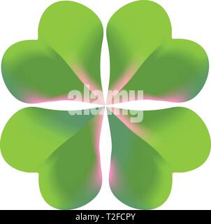 Schöne Four Leaf Clover Vektor zum St. Patrick's Day. Grün und Glück Konzept. Ohne Stiel auf weißem Hintergrund Stock Vektor