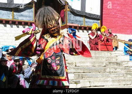 Guru Dorje Drolo Tanz an Mani Rimdu Festival, Tengboche Kloster, Nepal Stockfoto