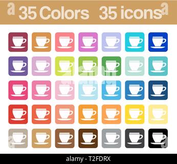 Kaffee Tasse bedruckbare Symbole für Grafiken planer Aufkleber und Dekoration Formen und Label Illustration für Veranstalter Gästebuch symbol Sammlung Stock Vektor