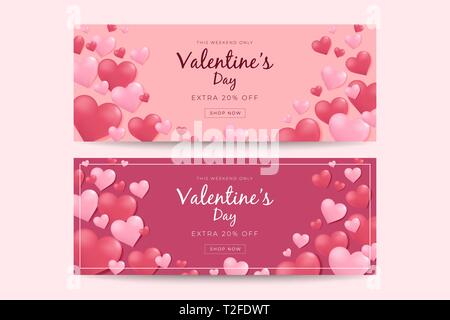 Valentines Tag Verkauf Banner Vorlage. Stock Vektor