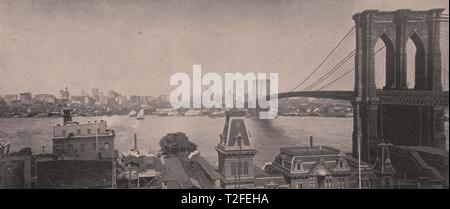 Den unteren Teil von Manhattan - Blick von Brooklyn, East River Bridge Stockfoto