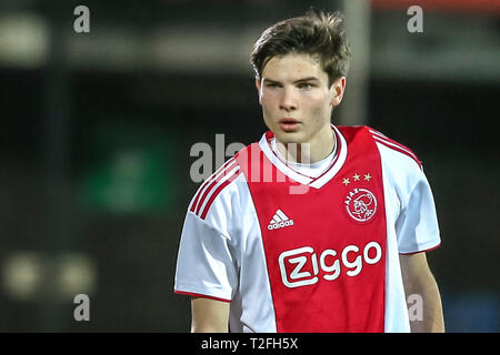AMSTERDAM, 01-04-2019, Sportpark De Toekomst, Keuken Kampioen Divisie, Jong Ajax - Cambuur, Saison 2018 / 2019, Jong Ajax-player Jurgen Ekkelenkamp während des Spiels Jong Ajax - cambuur Stockfoto