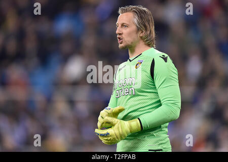 Arnheim, 02-04-2019, GelreDome, Saison 2018 / 2019, Vitesse Torwart Remko Pasveer während dem Spiel Vitesse-AZ Stockfoto