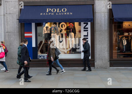 LONDON - 27. MÄRZ 2019: Polo Ralph Lauren Store in der Regent Street in London. Stockfoto