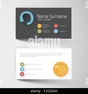 Moderne, einfache Visitenkarte vorlage mit flachen Oberfläche und lange Schatten Stock Vektor