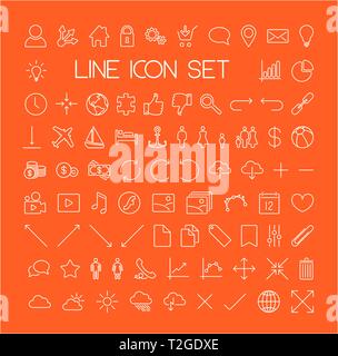 Großes, modernes Vektor thin line Icon Sammlung Stock Vektor