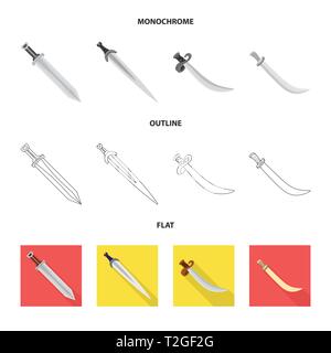 Griff, Macht, Kampf, krummsäbel, viking, Eroberer, Stahl, Pirat, Silber, alten, Ornament, Mord, Ritter, Soldat, Krieger, Spiel, Rüstung, Sharp, Messer, Schwert, Dolch, Messer, Waffen, Sabre, mittelalterliche, Set, Vector, Icon, Illustration, isoliert, Sammlung, Design, Element, Grafik, Zeichen, Vektor, Vektoren, Stock Vektor