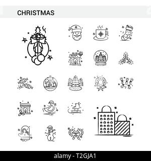 Weihnachten Hand gezeichnet Symbol Stil festlegen, auf weißem Hintergrund. - Vektor Stock Vektor