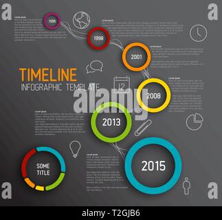 Vektor dunklen Infografik timeline Berichtvorlage mit Symbolen Stock Vektor