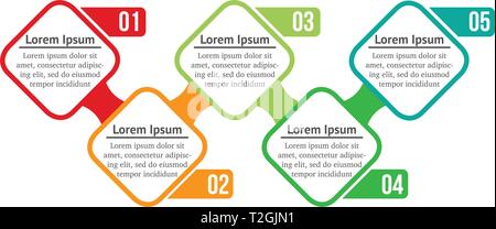 Vektor Infografik Quadrate mit 5 Optionen oder Stufen. Infografiken für Business Konzept. Kann für Präsentationen, Workflow Layout verwendet werden, Diagramm Stock Vektor