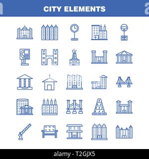 Stadt Elemente Linie Symbole für Infografiken, Mobile UX/UI-Kit und Print Design. Gehören: Auto, Fahrzeug, Reisen, Transport, Brunnen, Wasser Dusche, Ci Stock Vektor